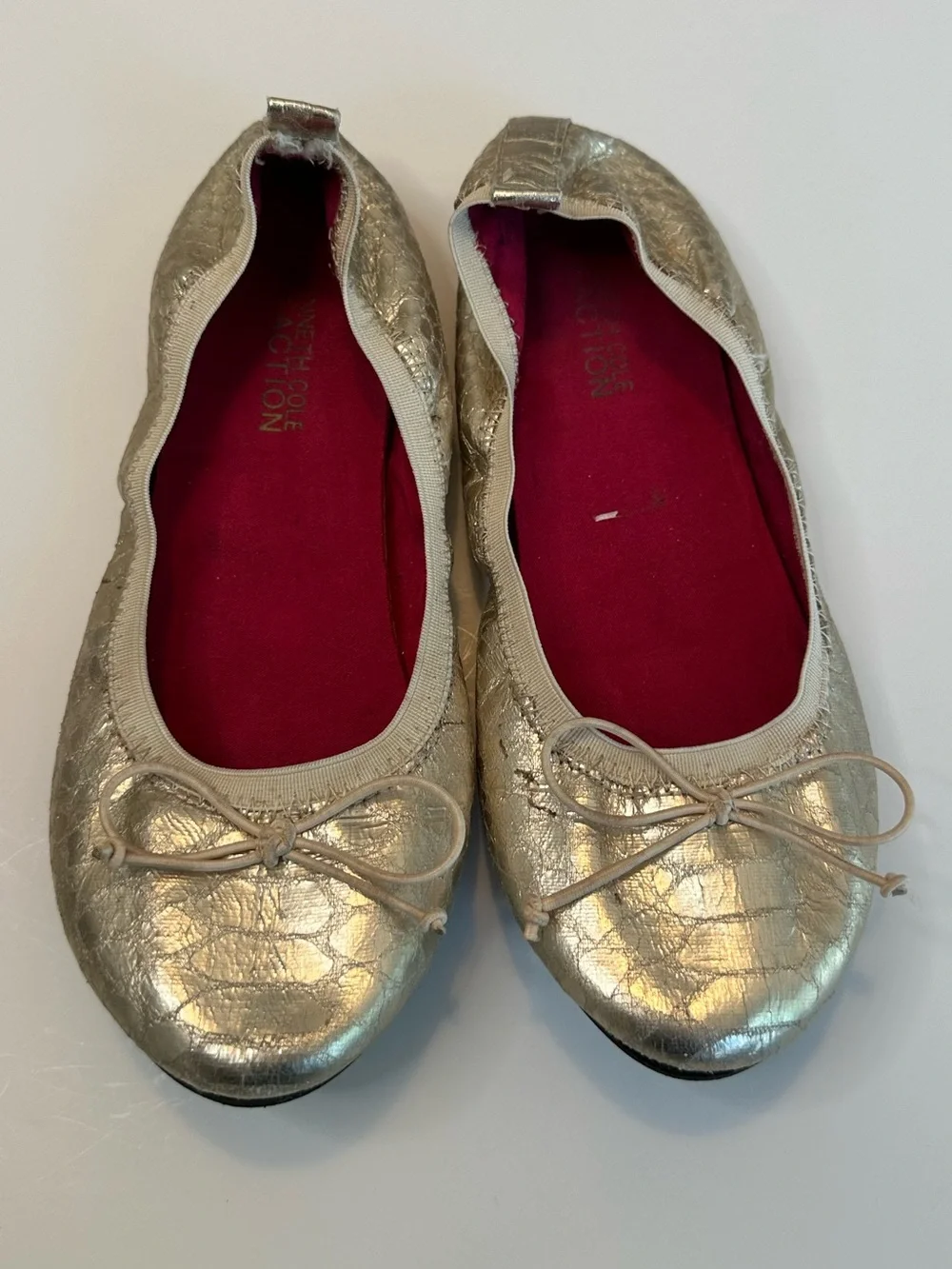 Kenneth Cole Reaction Metallic Gold Ballet Flats Girls Size 1 1/2